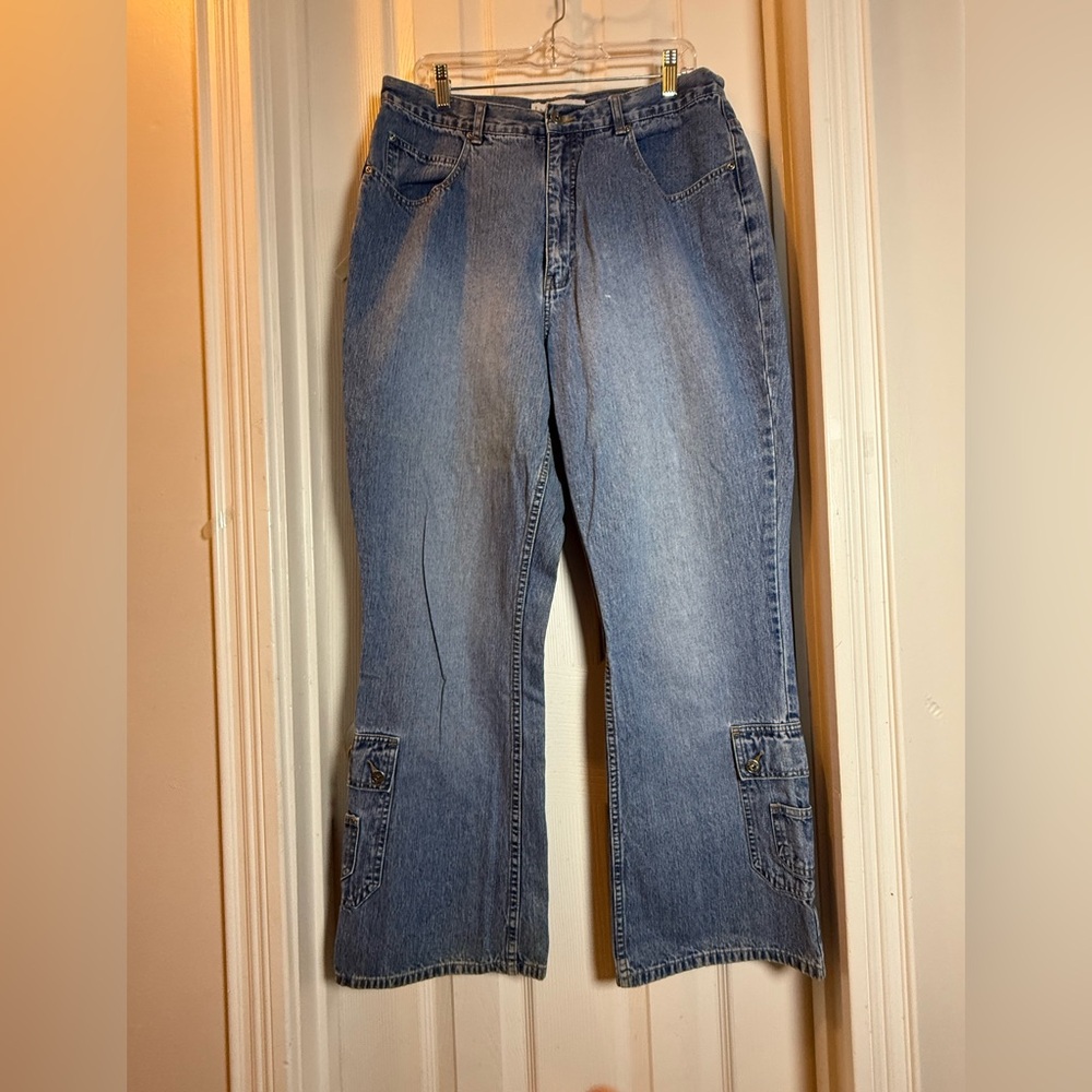Y2K Vintage LA Blues Jeans High Waist Cargo Pockets at Bottom